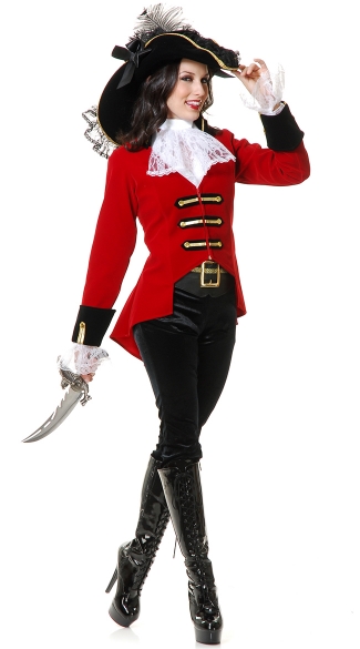 F1693 high quality women pirate costume,it comes with hat,coat,neckwear,panty
